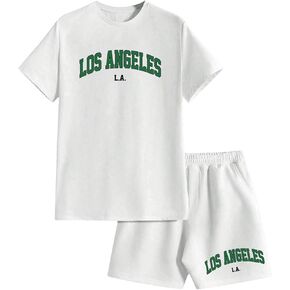 Verdusa Men's Letter Graphic Short Sets 2 Piece Outfits Summer Tracksuits
