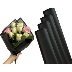 BEAUTOPE Flower Wrapping Paper Waterproof Floral Bouquet Wrapping Papers (Dark Black, 20 Sheets) in Kuwait