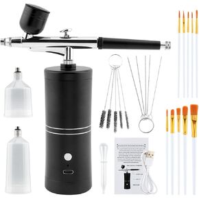 Airbrush Kit Rechargeable Cordless Airbrush Compressor Portable Handheld Airbrush Air Brush, with Nozzle and Cleaning Brush Set for Makeup, Barber, Nail Art, Cake Decor