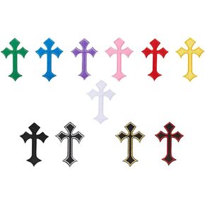 11PCS Cross Patches Iron on Cross Patches Cross Applique Patch Cross Embroideryfor Patches Cloth Patches DIY Sew on Cross Patch