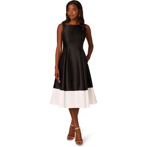 Adrianna Papell Women's Two Toned Mikado Midi Dress