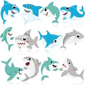 Seajan 60 Pcs Shark Bulletin Board Cutouts Decorations Ocean Sea Animal Cutouts Shark Accents Paper Shark Cutouts for Kids Home School Chalkboard Classroom Decor Supplies