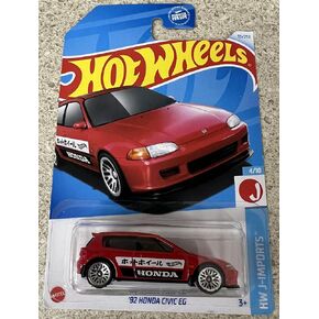 Hot Wheels Red 92 Honda Civic EG 95/250 HW J-Imports 4/10