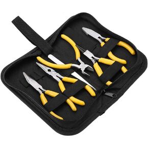 Jewellery Pliers Set, 5pcs Professional Jewelry Pliers Tools Kit Round Bent Nose Pliers Wire Cutters Jewelry Making Pliers Tools Beading Making DIY Crafts