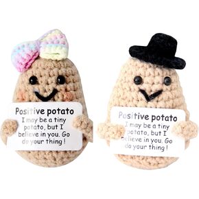 2 Pcs Mini Cute Funny Positive Life Bunny Creative Knitted Animal Holding Card Crochet Easter Birthday Christmas Girls Gift (Pair 03)