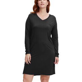 GYS Bamboo Viscose Nightgowns for Women Soft Sleepwear Long Sleeve V Neck Sleep Shirt Home Sleep Dress
