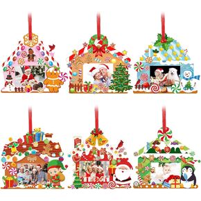 WILLBOND 36 Pack Christmas DIY Picture Frames Craft Kits with Stickers Xmas Photo Frames Ornaments DIY Game Activity Christmas Crafts for Kids Classroom Art Activities Xmas Gift (Gift Box)