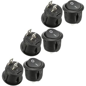 On/Off Button AC Terminal SPST Rocker Switch Waterproof Cap Switcher Round Panel Starter Power Switches for Car RV Truck Boat Marine Auto Motorcycle 6A/250V 10A/125V (Pack of 6) in Kuwait