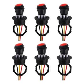 6pcs Round Rocker Switch with Shell DC12V Blue LED Rocker Toggle Switch 3 Pin ON Off SPST Waterproof Rocker Switch for Automotive Marine Truck