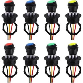 6 قطعة مفتاح الروك المستديرة مع قذيفة DC12V الأزرق LED الروك تبديل التبديل 3 دبوس ON OFF SPST مفتاح الروك مقاوم للماء للسيارات البحرية شاحنة in Kuwait