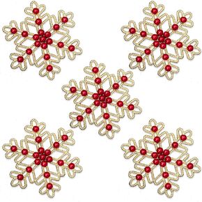 10PCS Large Hollow Hexagonal Winter Holidays Embellishment DIY Craft for Party Decorations Gift Box,Dress,Rhinestone Alloy Appliques Christmas Day Home Decor (Gold Bottom White Rhinestone)