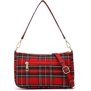 Plaid Crossbody Bags for Women,Tartan Check Punk 90's Cross body Purse Handbag，Christmas Purses for Women