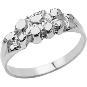 .925 Sterling Silver Nugget Style Tapered Band or Pinky Ring - Size 7