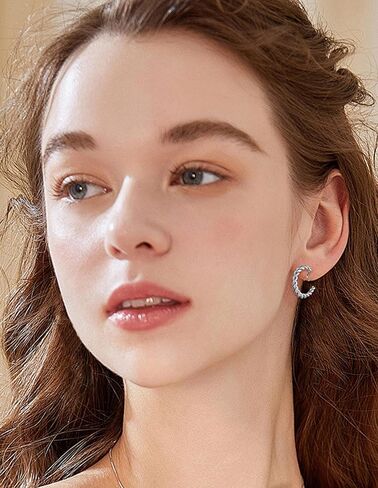 10 Pairs Clip on Hoop Earrings for Women Men Twist Round CZ Chunky Hoop Clip Earring No Piercing Fake Earrings Sets Gold Silver Tone in Kuwait