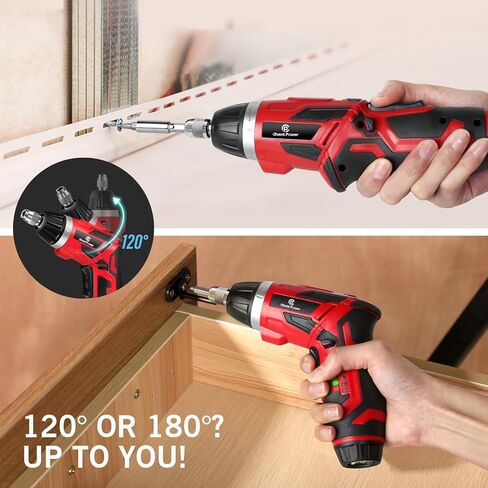C P CHANTPOWER Cordless Electric Screwdriver Set, 44Pcs 4V Electric Power Screwdriver 6+1 Torque Gears,1/4'' Hex Self-Lock Chuck, Rechargeable lightweight Screwdriver with 2 LED Lights, Carrying Case in Saudi Arabia