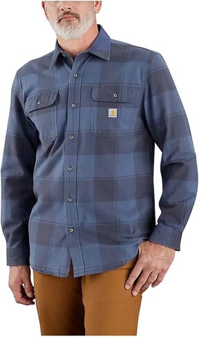 Carhartt Men's Loose Fit Heavyweight Flannel Long-Sleeve Plaid Shirt, Navy in Saudi Arabia