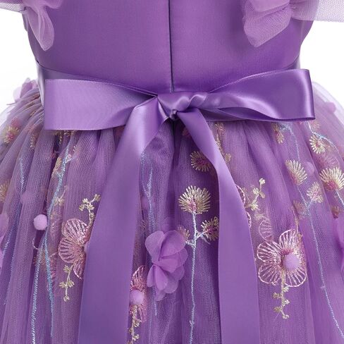 Flower Girls Dress Princess Floral Embroidery Tulle Dresses Sleeveless High-Low Bridesmaid Wedding Pageant Gown in Saudi Arabia