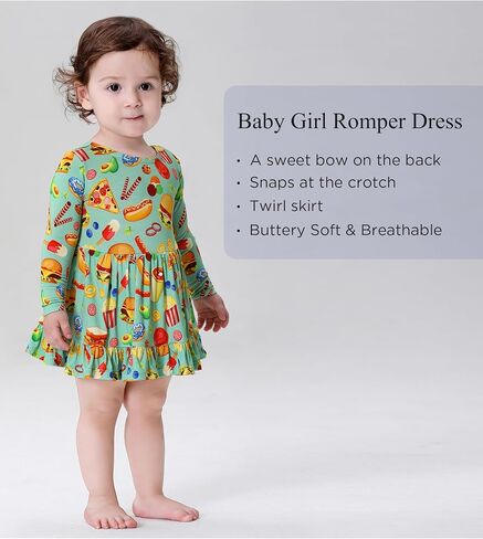Bamboo Viscose Baby Girl Bodysuit Long Sleeve Cute Bow Infant Girls Romper Dress in Kuwait