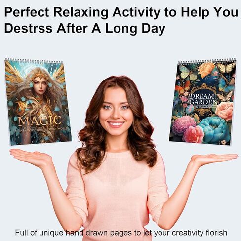 قطعتان من دفاتر التلوين ذات صفحة حلزونية بتصميم من جانب واحد للبالغين، هدايا كتاب التلوين، الفنون والحرف اليدوية للنساء للاسترخاء والقلق والاكتئاب، 60 صفحة من الرحلة السحرية وحديقة الأحلام in Kuwait