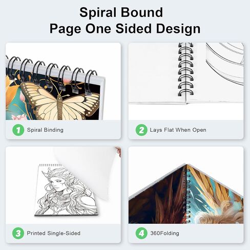 قطعتان من دفاتر التلوين ذات صفحة حلزونية بتصميم من جانب واحد للبالغين، هدايا كتاب التلوين، الفنون والحرف اليدوية للنساء للاسترخاء والقلق والاكتئاب، 60 صفحة من الرحلة السحرية وحديقة الأحلام in Kuwait