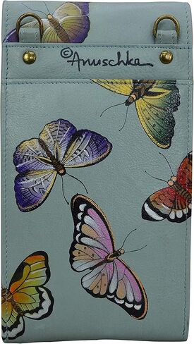 Anuschka Hand-Painted Women’s Genuine Leather RFID Smartphone Crossbody - Flap with Snap Entry, RFID Card Holders, ID Window in Saudi Arabia