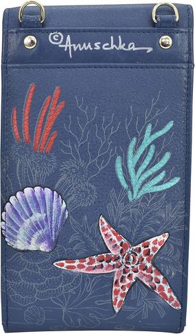 Anuschka Hand-Painted Women’s Genuine Leather RFID Smartphone Crossbody - Flap with Snap Entry, RFID Card Holders, ID Window in Saudi Arabia