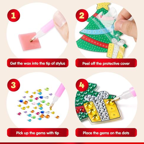 JOYIN 16 Pcs Christmas Diamond Art Ornaments Kit, 5D DIY Diamond Craft with Keychains for Kids, Diamond Painting Art Activities, Xmas Rhinestone Party Favors, Holiday Decor, Classroom Games (Age 8+) in Saudi Arabia