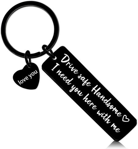Funny Drive Safe Keychains Gifts - Silver Black New Driver Love You Keychain Gift for Women Men Girls Boys Birthday Christmas in Saudi Arabia