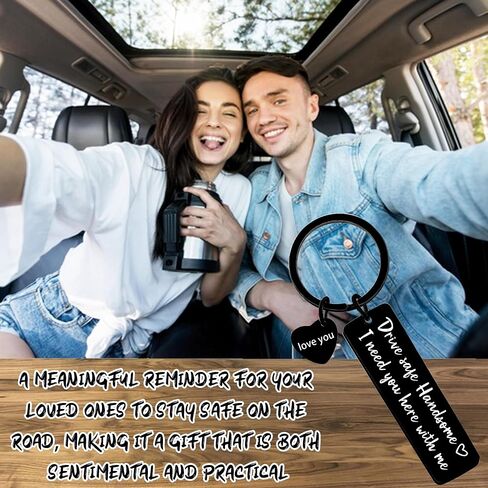 Funny Drive Safe Keychains Gifts - Silver Black New Driver Love You Keychain Gift for Women Men Girls Boys Birthday Christmas in Saudi Arabia