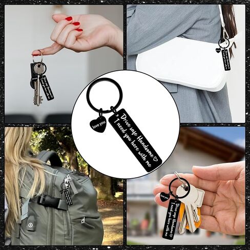 Funny Drive Safe Keychains Gifts - Silver Black New Driver Love You Keychain Gift for Women Men Girls Boys Birthday Christmas in Saudi Arabia