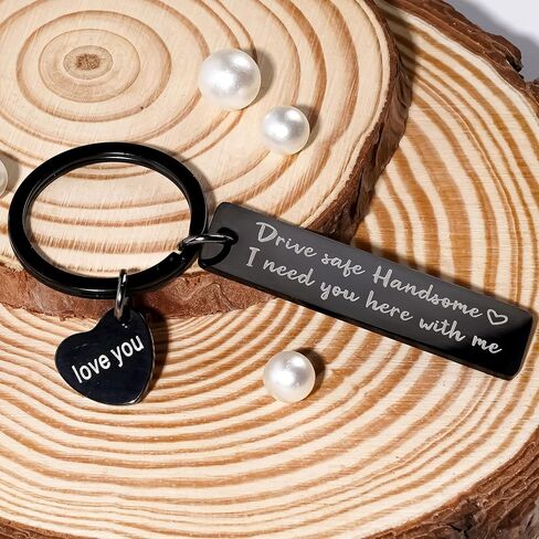 Funny Drive Safe Keychains Gifts - Silver Black New Driver Love You Keychain Gift for Women Men Girls Boys Birthday Christmas in Saudi Arabia