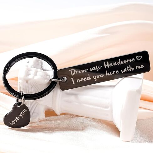 Funny Drive Safe Keychains Gifts - Silver Black New Driver Love You Keychain Gift for Women Men Girls Boys Birthday Christmas in Saudi Arabia