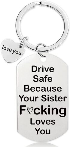 Funny Drive Safe Keychains Gifts - Silver Black New Driver Love You Keychain Gift for Women Men Girls Boys Birthday Christmas in Saudi Arabia