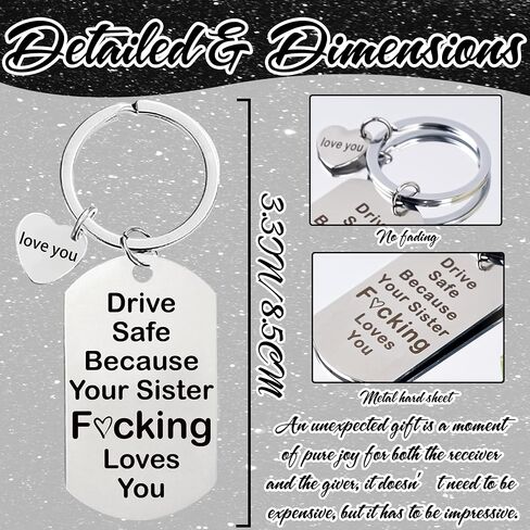 Funny Drive Safe Keychains Gifts - Silver Black New Driver Love You Keychain Gift for Women Men Girls Boys Birthday Christmas in Saudi Arabia