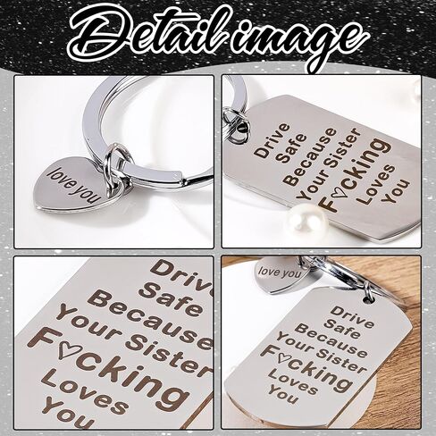 Funny Drive Safe Keychains Gifts - Silver Black New Driver Love You Keychain Gift for Women Men Girls Boys Birthday Christmas in Saudi Arabia
