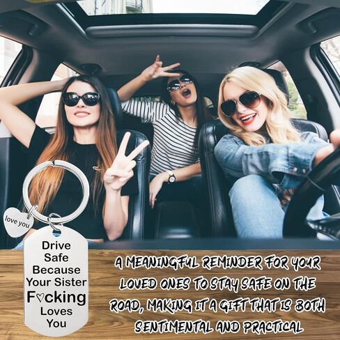 Funny Drive Safe Keychains Gifts - Silver Black New Driver Love You Keychain Gift for Women Men Girls Boys Birthday Christmas in Saudi Arabia