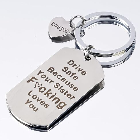 Funny Drive Safe Keychains Gifts - Silver Black New Driver Love You Keychain Gift for Women Men Girls Boys Birthday Christmas in Saudi Arabia
