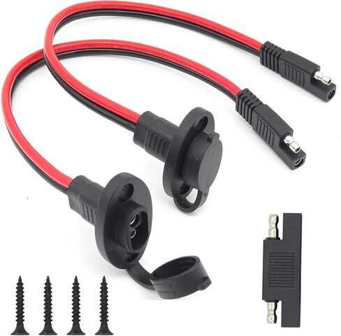 SAE Connector 10AWG 1FT 2-Pack SAE Cable to SAE Power Socket Sidewall Port Waterproof SAE Battery Connector for Motorcycle, Boat, Solar Panel (1FT-2-Pack) in Saudi Arabia