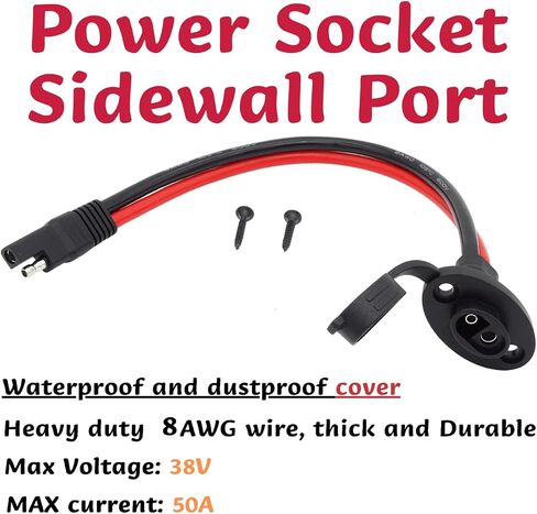 SAE Connector 10AWG 1FT 2-Pack SAE Cable to SAE Power Socket Sidewall Port Waterproof SAE Battery Connector for Motorcycle, Boat, Solar Panel (1FT-2-Pack) in Saudi Arabia