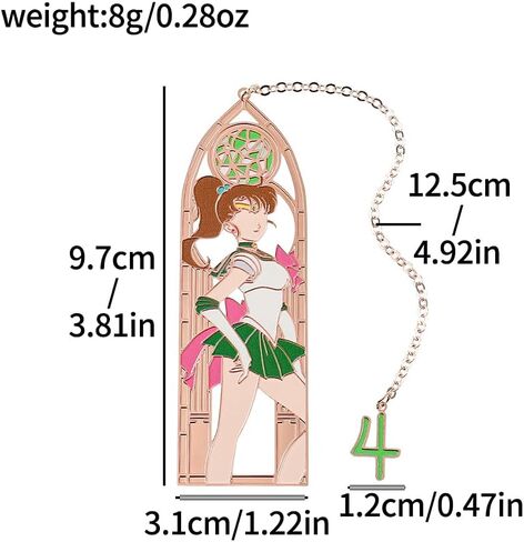 5 Style Anime Magical Girl Book Marks - Metal Bookmarks Gifts for Girls, Anime Fans, Book Lovers Student Men Women, Birthdays, Christmas, Valentine, School Supplies Book Accessory (Green Blue Color) in Kuwait
