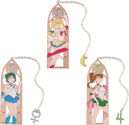 5 Style Anime Magical Girl Book Marks - Metal Bookmarks Gifts for Girls, Anime Fans, Book Lovers Student Men Women, Birthdays, Christmas, Valentine, School Supplies Book Accessory (Green Blue Color) in Kuwait