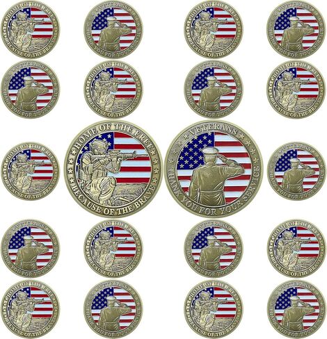 20 PCS Military Veterans Thank You for Your Service Challenge Coin Commemorative Appreciation Gifts for Soldiers in Kuwait