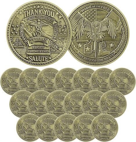 Military Challenge Coins - 20 Pcs Veteran Creed Challenge Coin -Eagle's Tribute Military Coins - Veterans Thank You for Your Service Coin - Bulk Military Appreciation Gift in Saudi Arabia