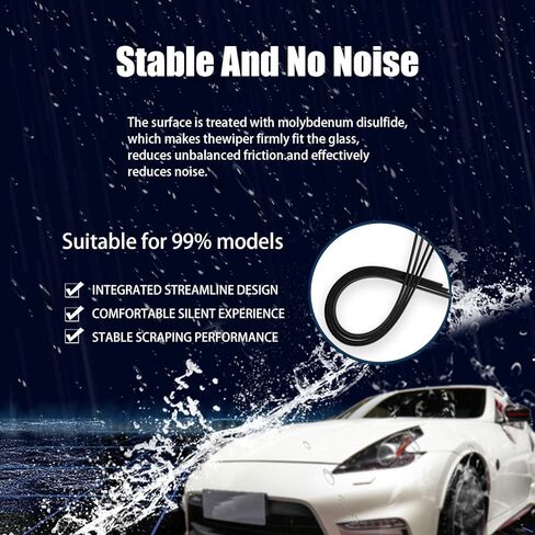 DIY قابل للتعديل سيارة الزجاج الأمامي ممسحة شرائط مطاطية شفرات ممسحة الزجاج الأمامي عبوات 25 بوصة نافذة بدون إطار بدون عظم إدراج شرائط السيليكون اكسسوارات السيارات العالمية (4PCS) in Kuwait
