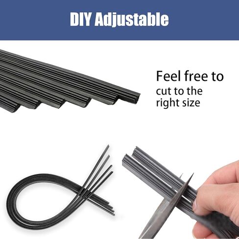 DIY قابل للتعديل سيارة الزجاج الأمامي ممسحة شرائط مطاطية شفرات ممسحة الزجاج الأمامي عبوات 25 بوصة نافذة بدون إطار بدون عظم إدراج شرائط السيليكون اكسسوارات السيارات العالمية (4PCS) in Kuwait