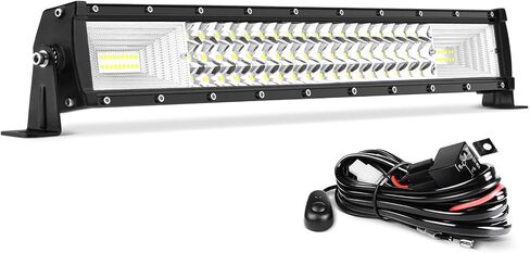 AUTOSAVER88 22 بوصة 270 واط LED شريط إضاءة ثلاثي الصف منحني بقعة الفيضانات كومبو شعاع LED شريط أضواء القيادة على الطرق الوعرة مع تسخير الأسلاك متوافق مع الشاحنات والقوارب ATV in Saudi Arabia