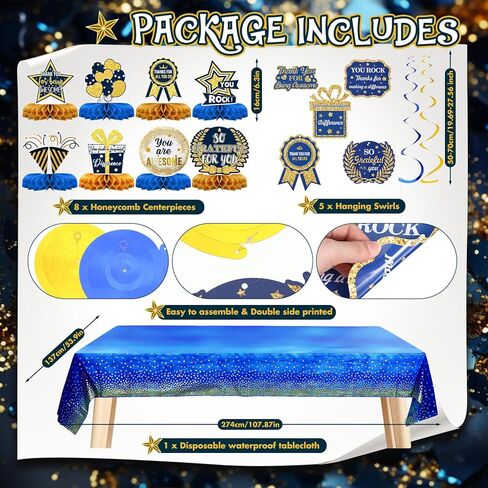 نحن نقدر لك ديكورات الحفلات، ديكور طاولة تقدير الموظفين، معلقة مسبقًا، نحن نقدر لك لافتة مفرش المائدة على شكل قرص العسل، بالونات معلقة حلزونية لمعلم الموظفين in Kuwait