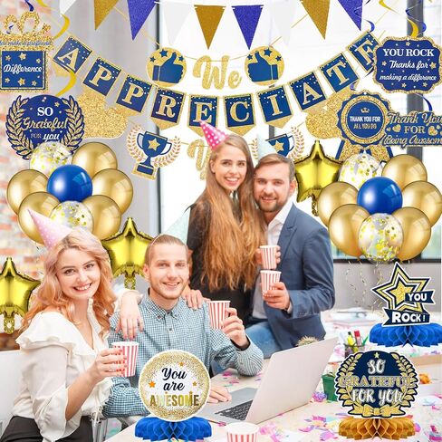 نحن نقدر لك ديكورات الحفلات، ديكور طاولة تقدير الموظفين، معلقة مسبقًا، نحن نقدر لك لافتة مفرش المائدة على شكل قرص العسل، بالونات معلقة حلزونية لمعلم الموظفين in Kuwait