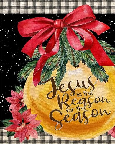 Muyankissu 5D Diamond Art Kits for Adult Jesus is The Reason for The Season Christmas Jingling Bell Red Bow-Knot 12x16inch … in Kuwait