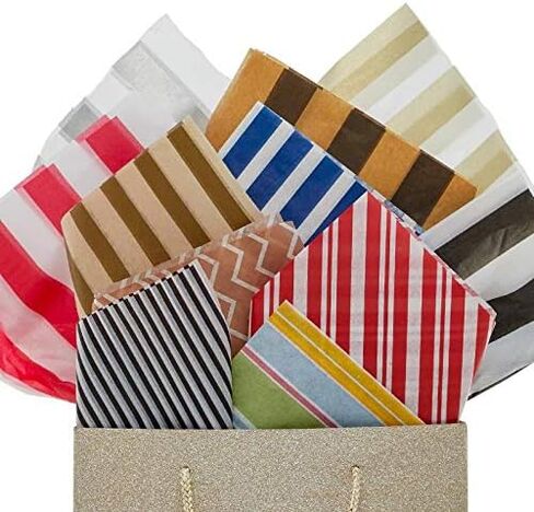 Paper Mart Awning Stripe Tissue Paper Bulk Quantity, 240 Sheets, Blue and White Tissue Paper for Gift Bags, 20 x 30 Inch Sheets in Kuwait